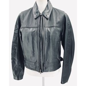 Harley Davidson Womens Size Small 100% Genuine Leather Zip-Up Motorcycle Jacket